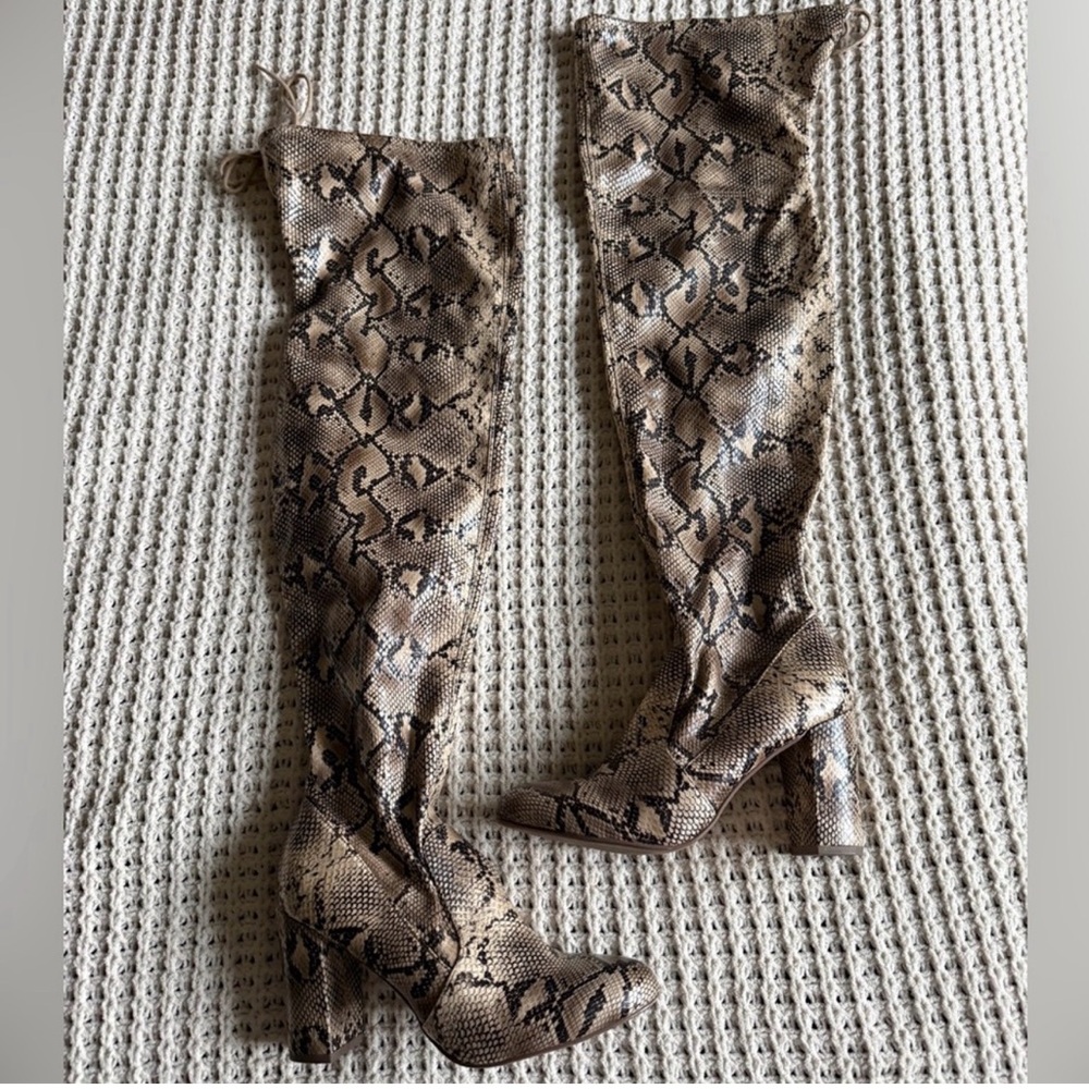 Snakeskin Over-the-Knee Boots